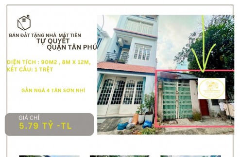 HIẾM Bán Đất Tặng nhà MẶT TIỀN Tự Quyết 90m2, NGANG 8M, 5.79tỷ